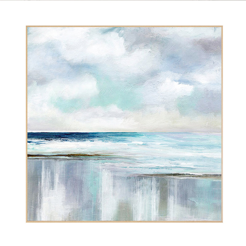 Modern Minimalist Hand painted Oil Painting Sky Beach Decoration Painting Living Room Restaurant Abstract,31inx31in,No Frame
