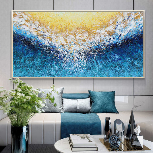 Original Hand-Painted Abstract Landscape Oil Painting Living Room Bedroom Hotel Villa Hand-Painted Horizontal Version27inx54in,No Frame