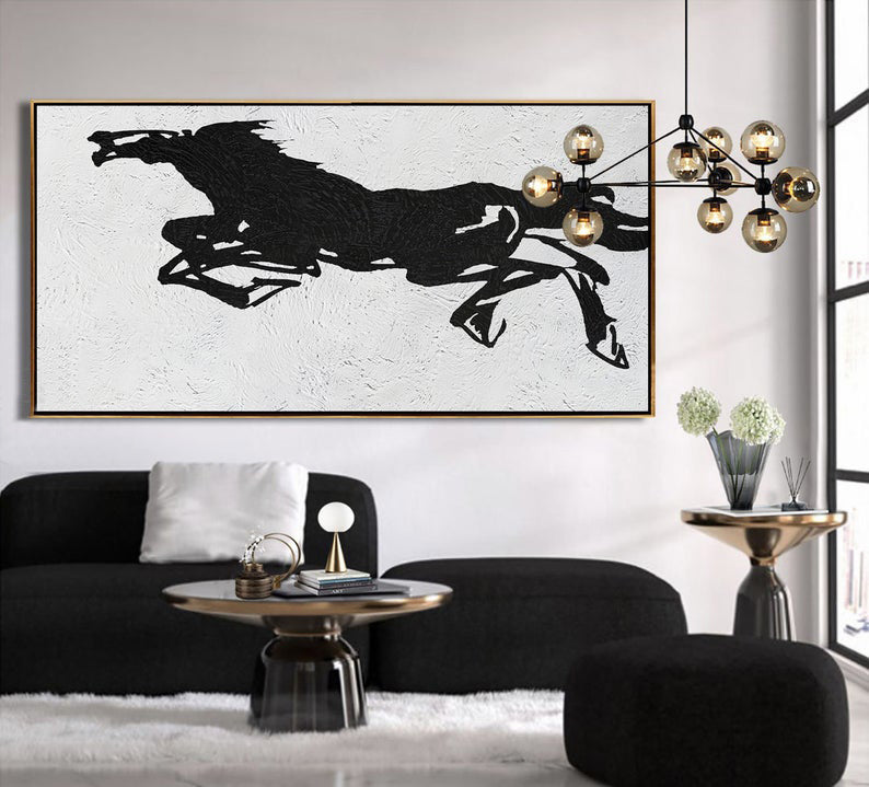 Abstract Horse Painting Abstract Horse Art, Abstract Animal Art Abstract Animal Painting, Extra Large Abstract Art27inx54in,No Frame