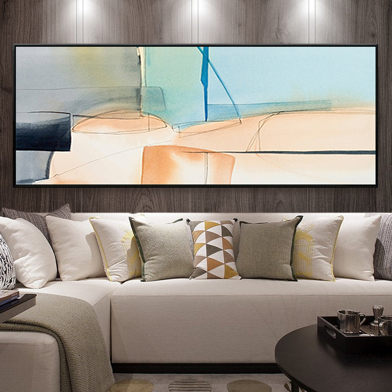 Abstract Painting Canvas Blue Painting Office Art Extra Large Canvas Art Contemporary Art Living Room pictures for home design,27inx54in,No Frame