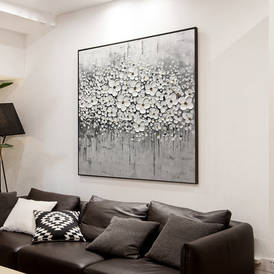 Nordic Style Pure hand-painted Oil Painting Decorative Painting Abstract Floral Paintings Thick Oil Painting Restaurant Bedroom31in,No Frame