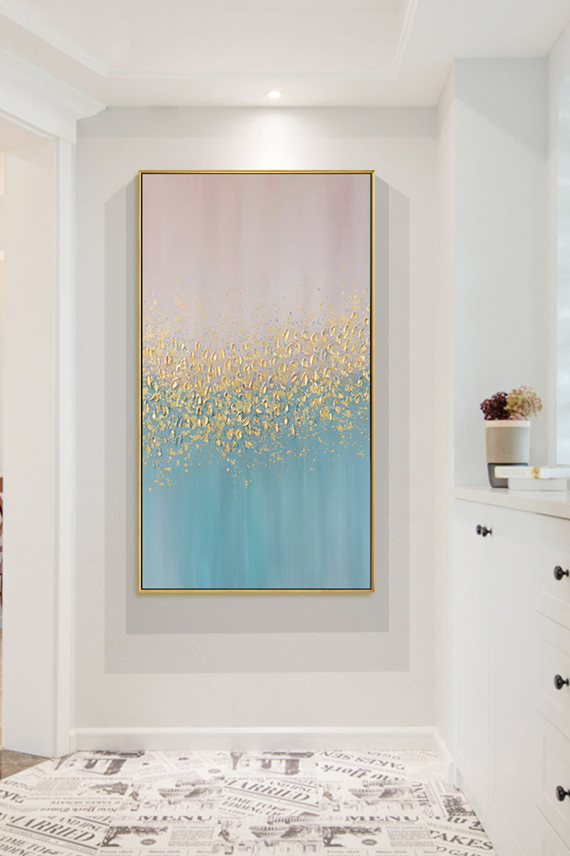 Gold hand-painted Oil Painting Abstract Modern Decorative Extravagance Porch Light Corridor Hallway Paintings Vertical Version O27inx54in,No Frame