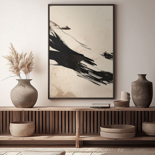 Handpainted Abstract Wall Art Painting Decorative Painting Aisle Corridor Mural Mooring Hanging Painting black 31inx47in,No Frame