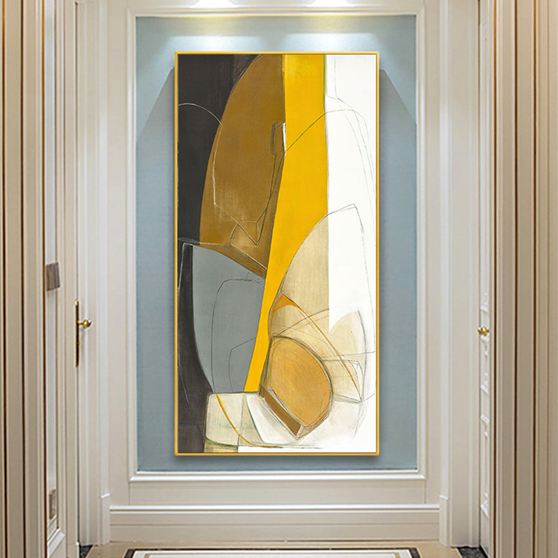 Modern Abstract Art Color hand-painted Oil Painting Vertical Version Light Luxury Living Room Decorative Painting Paintings Entr27inx54in,No Frame