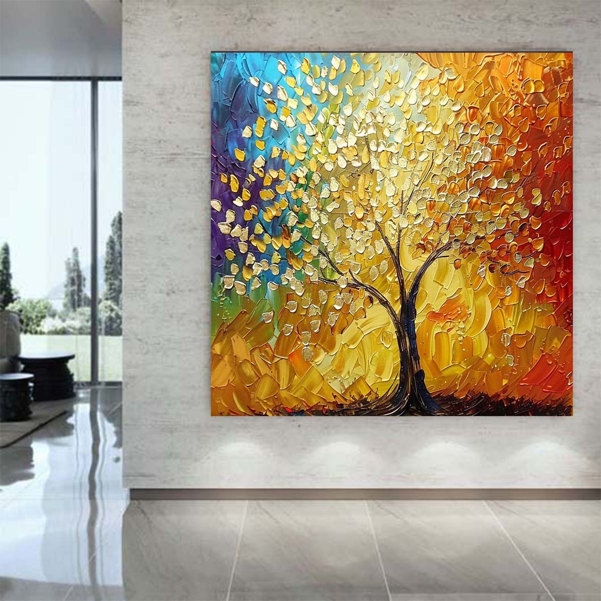 Abstract Handmade Oil Painting Modern Minimalist Home Living Room Decoration Painting,31inx31in,No Frame