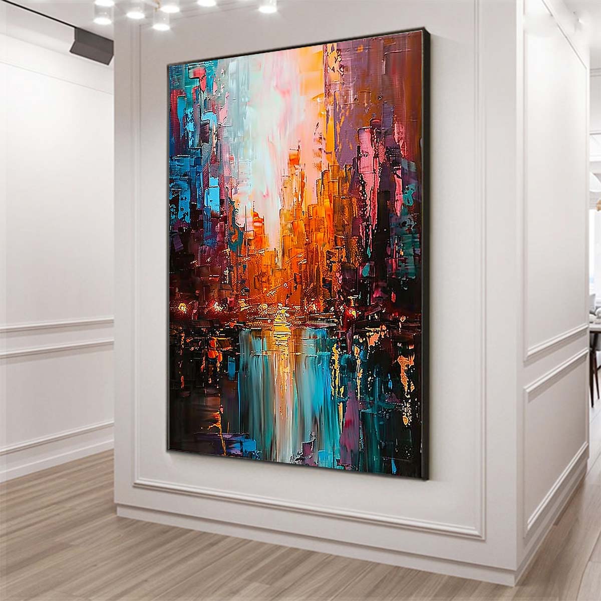 Original creation City Hand painted Oil Painting Canvas Wall Art For Home Living Room Unframed/Rolled #015