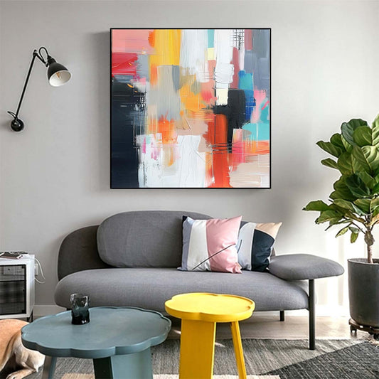 Abstract Handmade Oil Painting Modern Minimalist Home Living Room Decoration Painting,31inx31in,No Frame