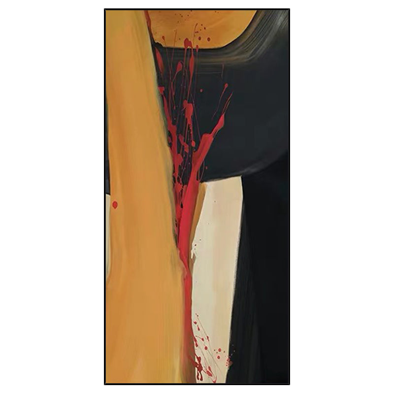 Orange Abstract Black And White hand-painted Oil Painting Decorative Porch Light Luxury Modern Living Room Sofa Backdrop Corrido27inx54in,No Frame