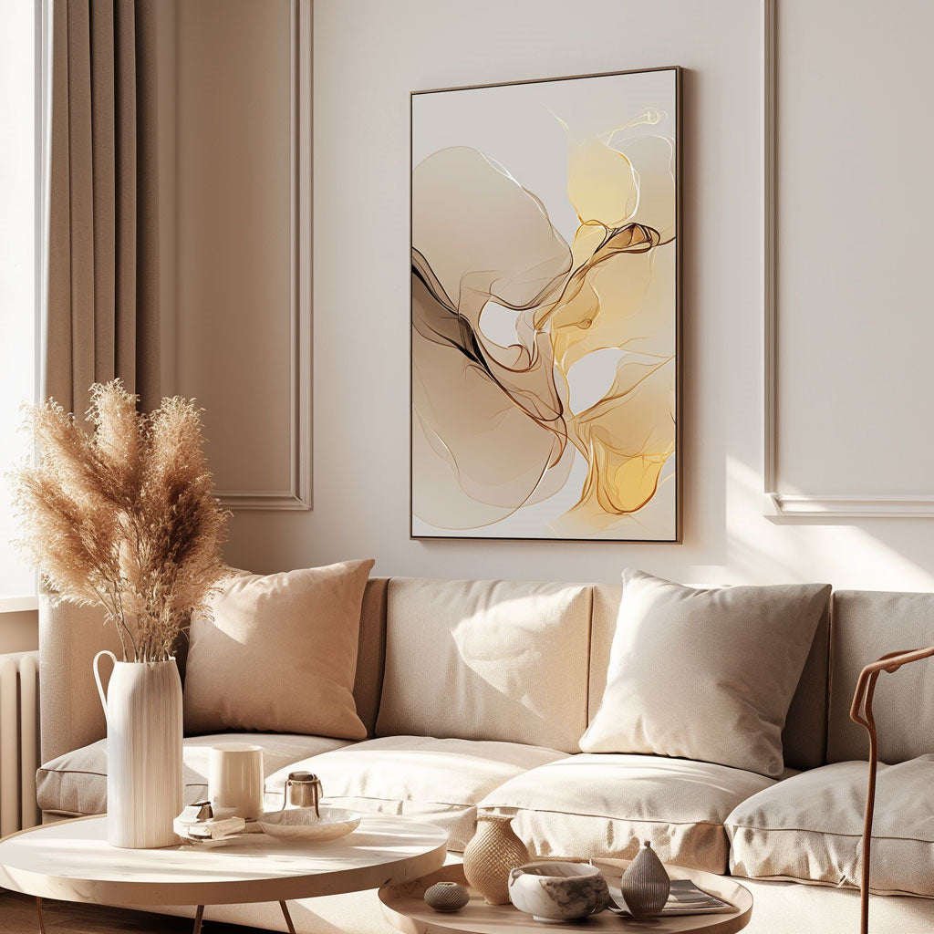 Handpainted Abstract Wall Art Painting Decorative Painting Aisle Corridor Mural Mooring Hanging Painting white yellow 31inx47in,No Frame