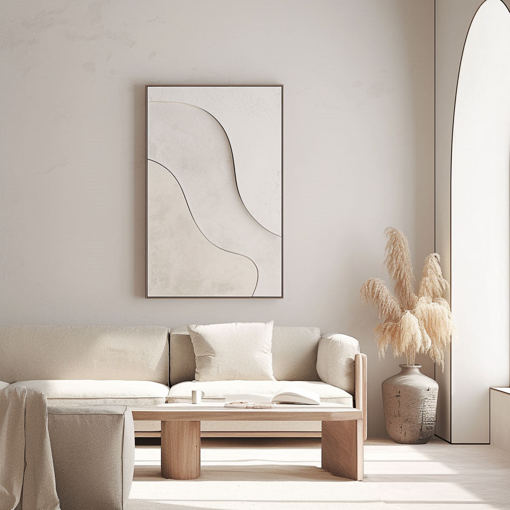 Handpainted Abstract Wall Art Painting Decorative Painting Aisle Corridor Mural Mooring Hanging Painting white 31inx47in,No Frame