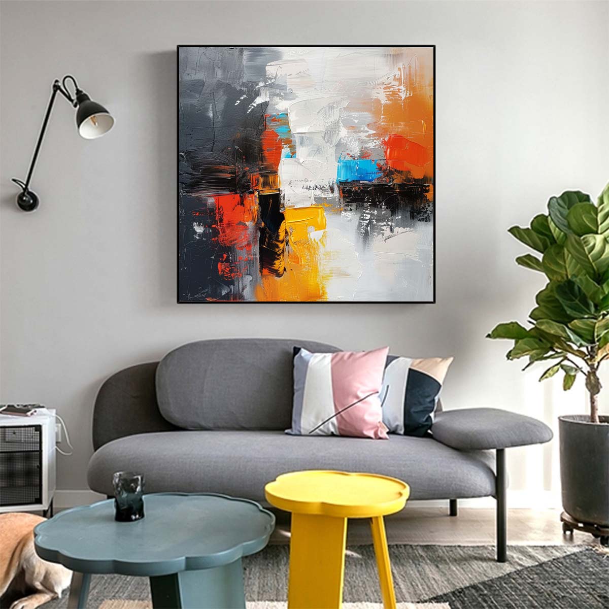 Abstract Handmade Oil Painting Modern Minimalist Home Living Room Decoration Painting,31inx31in,No Frame
