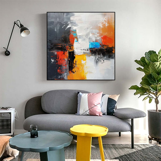 Abstract Handmade Oil Painting Modern Minimalist Home Living Room Decoration Painting,31inx31in,No Frame