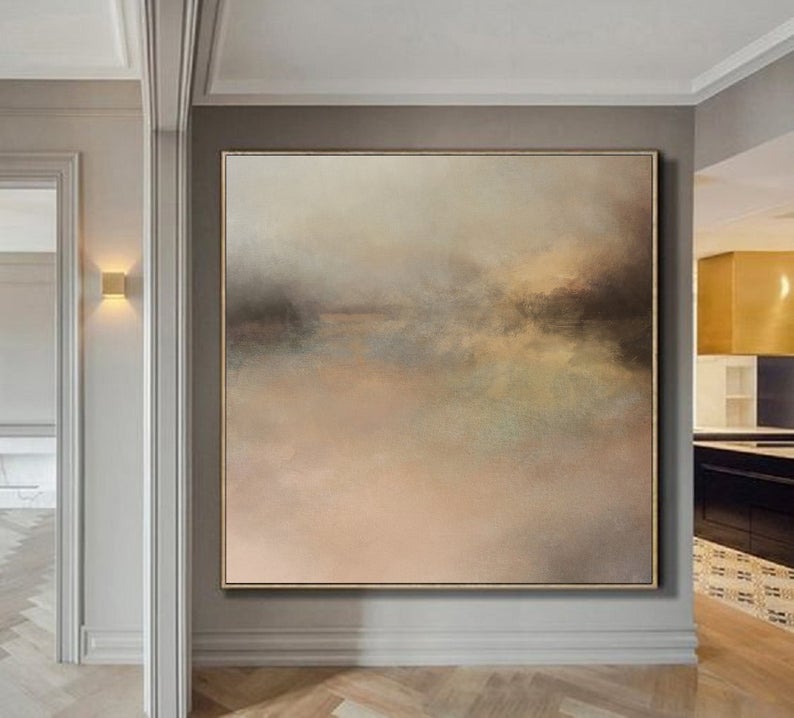 LargeAbstractPaintingSeaPaintingGoldPaintingOceanLandscapePaintingOceanArtPaintingWallArtOffice  31in,No Frame