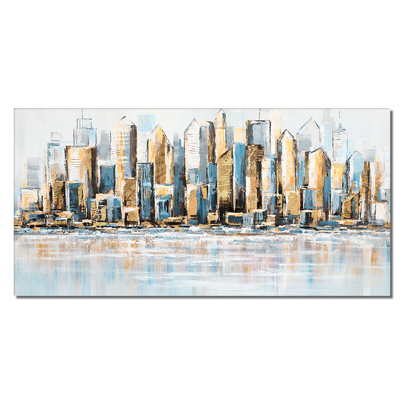 Large Size Building Painting  Hand Painted Oil Painting On Canvas Modern Wall Art,27inx54in,No Frame