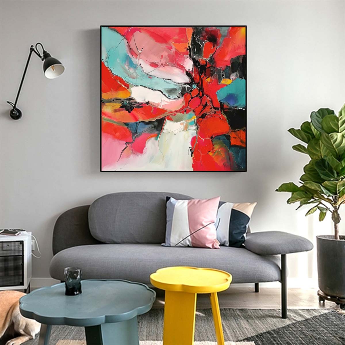 Abstract Handmade Oil Painting Modern Minimalist Home Living Room Decoration Painting,31inx31in,No Frame