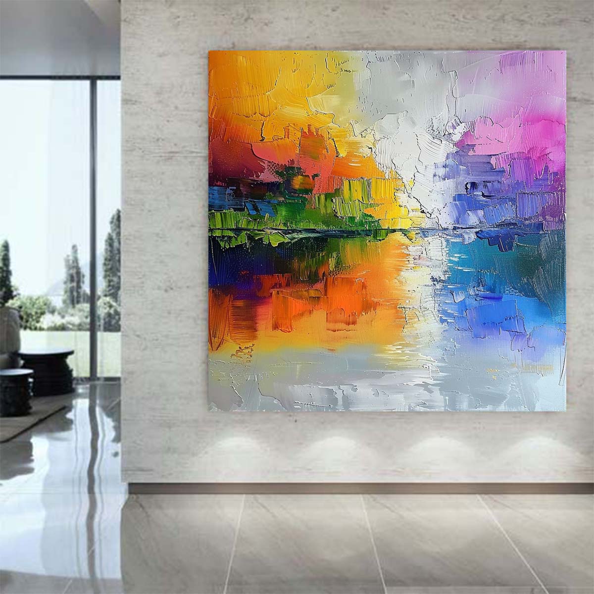 Abstract Handmade Oil Painting Modern Minimalist Home Living Room Decoration Painting,31inx31in,No Frame