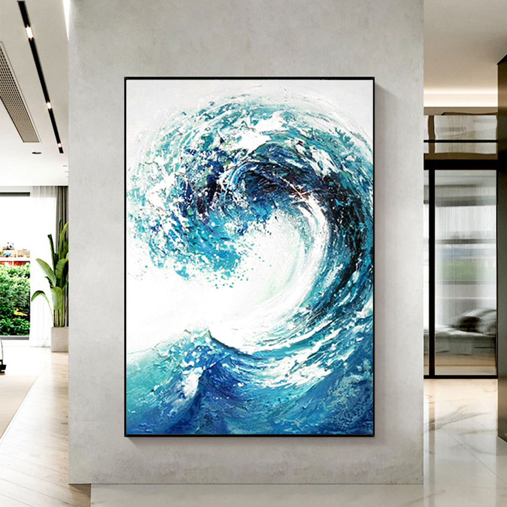 Abstract 3D Wave Oil Painting On Canvas Hand Painted Textured Painting Wall Art Decoration Canvas Paintings,31inx47in,No Frame