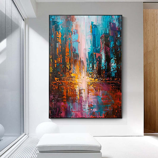 Original creation City Hand painted Oil Painting Canvas Wall Art For Home Living Room Unframed/Rolled #057