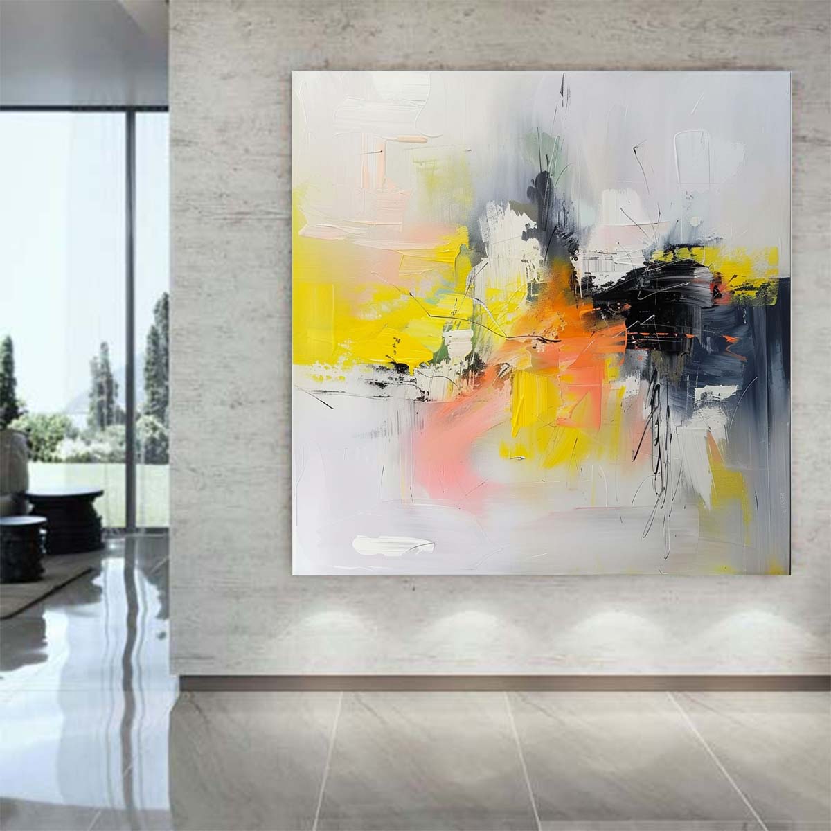Abstract Handmade Oil Painting Modern Minimalist Home Living Room Decoration Painting,31inx31in,No Frame