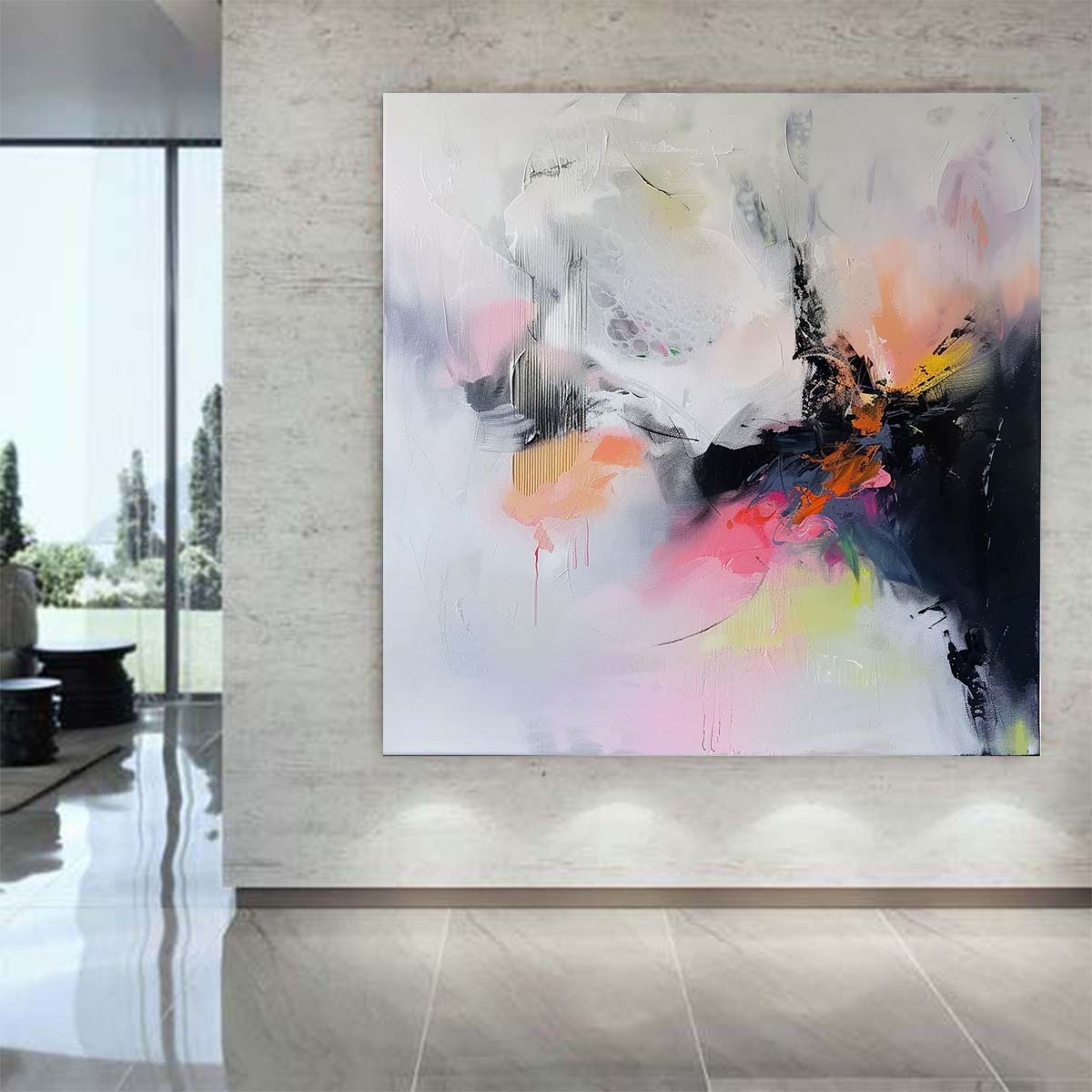 Abstract Handmade Oil Painting Modern Minimalist Home Living Room Decoration Painting,31inx31in,No Frame