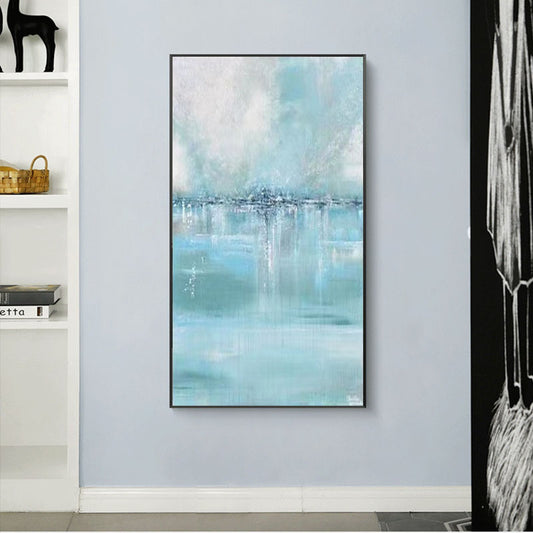Gold Foil Hand painted Abstract Painting Living Room Background Wall Hanging Painting Vertical Version,31inx47in,No Frame