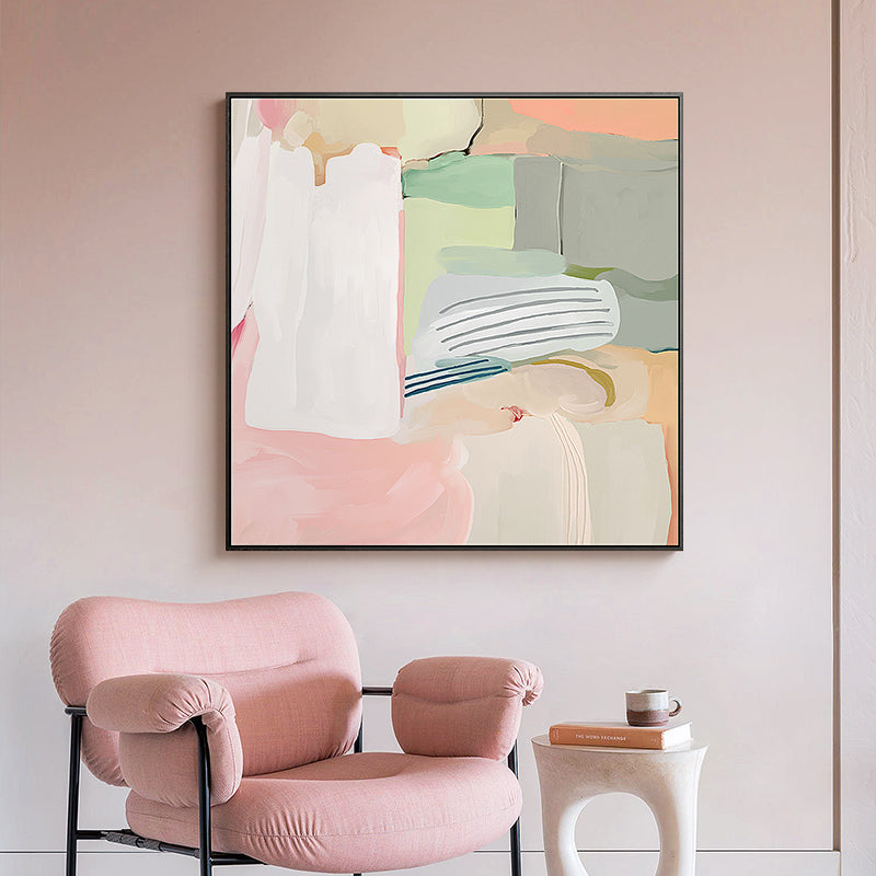 Matson Mappings Modern Minimalist Pink Abstract Painting Sofa Background Decorative Painting Northern European-Style Living Room31in,No Frame