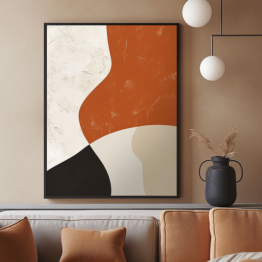 Handpainted Abstract Wall Art Painting Decorative Painting Aisle Corridor Mural Mooring Hanging Painting orange black 31inx47in,No Frame