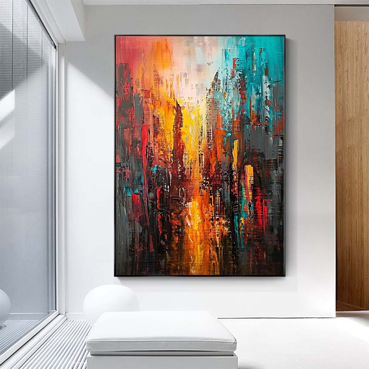 Original creation City Hand painted Oil Painting Canvas Wall Art For Home Living Room Unframed/Rolled #042
