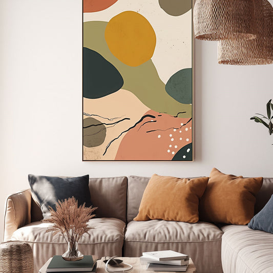 Handpainted Abstract Wall Art Painting Decorative Painting Aisle Corridor Mural Mooring Hanging Painting  green  orange pink 31inx47in,No Frame