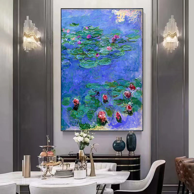 Pure Hand painted Oil Painting Monet Water Lily Famous Painting Art Picture Living Room Sofa Background,31inx47in,No Frame