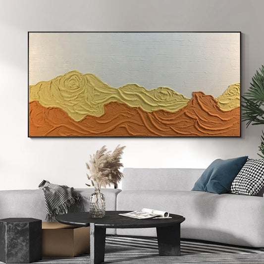 Hand Painted Abstract Painting Mountain Texture Acrylic Modern Art Oil Painting For Living Room Wall,27inx54in,No Frame