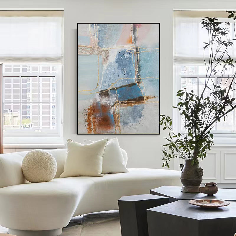Pure Hand painted Abstract Oil Painting Living Room Decorative Painting Corridor Aisle Light Luxury Hanging Painting,31inx47in,No Frame