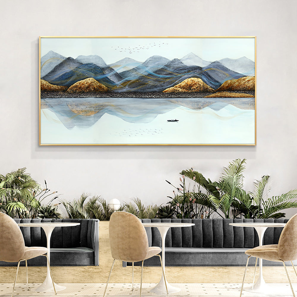 Abstract Acrylic Painting Handmade Oil Painting On Canvas Handpainted Abstract Mountain Painting Home Living Room Decor,27inx54in,No Frame