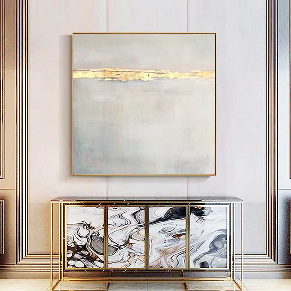 Modern Wall Art Oil Painting Gold Foil On Canvas Handmade Abstract Landscape Painting Large Salon Decoration