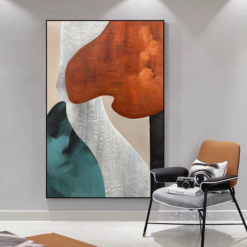 Hand Drawn Abstract Oil Painting Wall Art On Canvas Thick Texture Mural Living Room Background Picture,31inx47in,No Frame