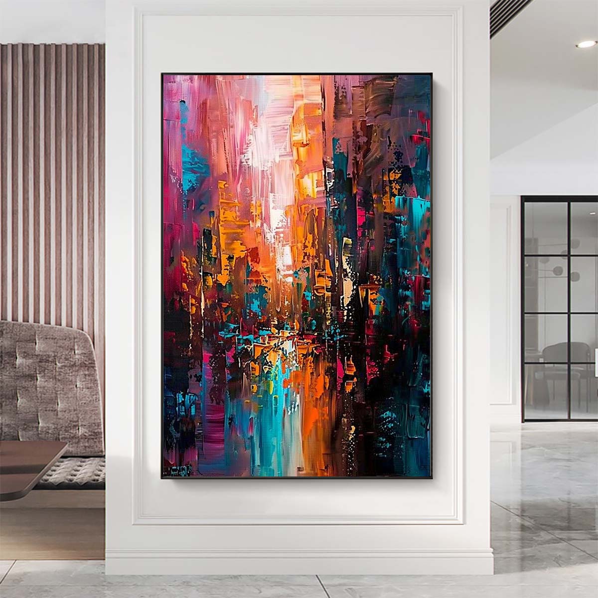 Original creation City Hand painted Oil Painting Canvas Wall Art For Home Living Room Unframed/Rolled #031