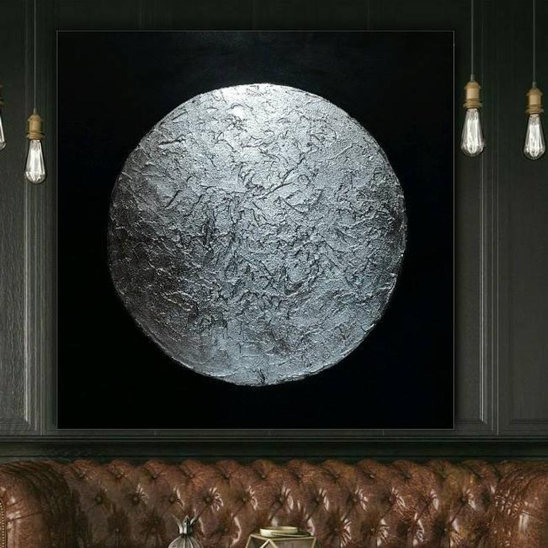 SilverLeafPaintingOnCanvasGeometricMinimalistArtOilPaintingWallArtCanvasPaintingNordicStyle 31in,No Frame