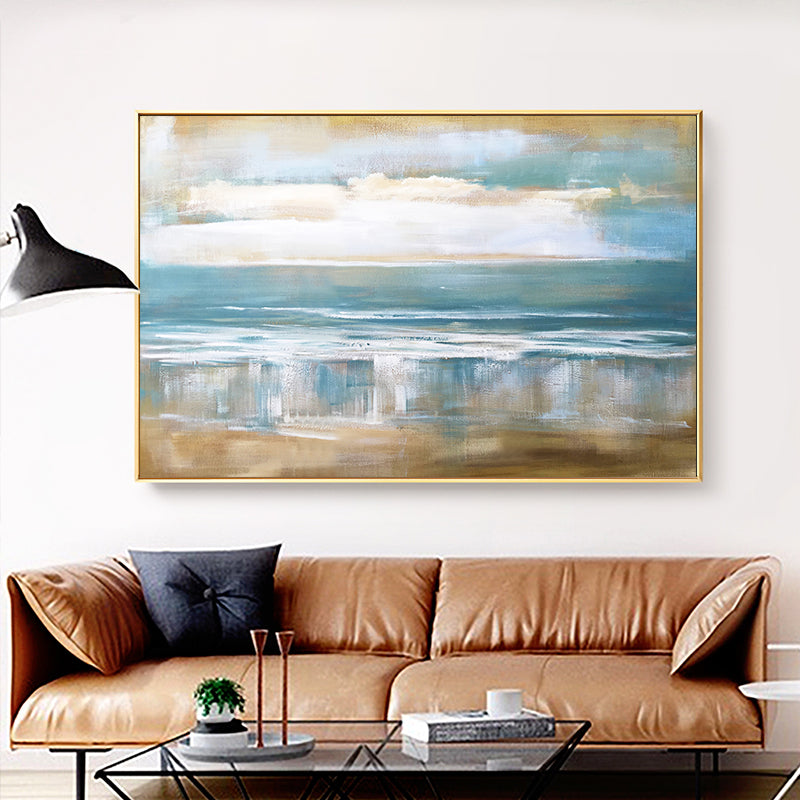 Handmade Art Picture Modern Living Room Decoration Oil Painting Handpainted Geometric Texture Art Wall Hangings,27inx54in,No Frame