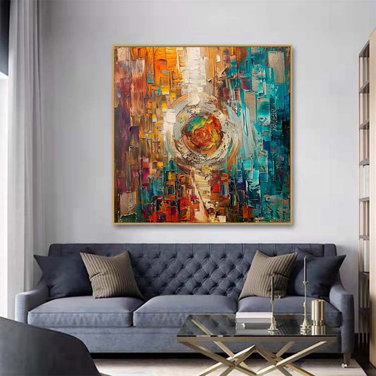 Abstract Handmade Oil Painting Modern Minimalist Home Living Room Decoration Painting,31inx31in,No Frame 3