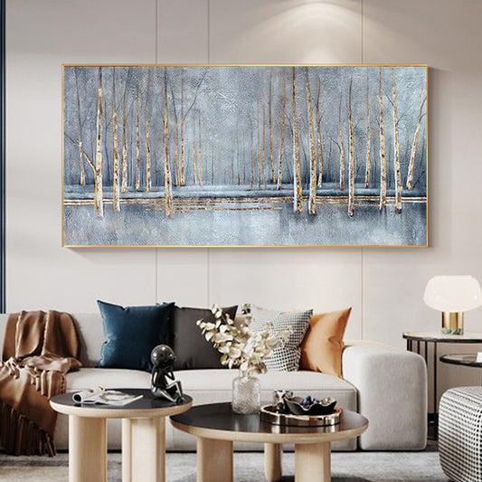 Handpainted Tree Abstract Oil Painting On Canvas 3D Handmade Hanging Image Living Room Bedroom Decorative,27inx54in,No Frame