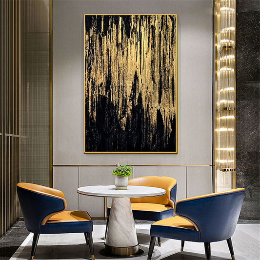 Handmade Abstract Canvas Painting Black Gold Oil Painting Picture Modern Wall Art Home Decor Abstract Art,31inx47in,No Frame
