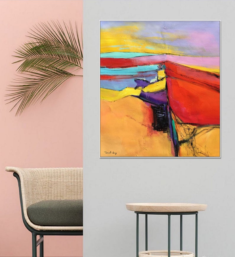 Handmade Oil Painting Abstract Oil Painting Large Wall Art Modern Art Family Wall Decor Abstract Painting Abstract Canvas Art31in,No Frame