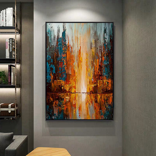 Large Wall Art Bright Abstract Painting Thick Oil Canvas Painting Hand Painted Abstract Artwork Living Room,31inx47in,No Frame