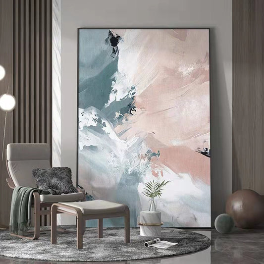 Hand Painted Abstract Oil Painting On Canvas With Gold Foils Modern Landscape Wall Art Pictures,31inx47in,No Frame