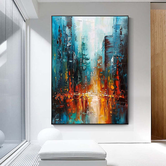 Original creation City Hand painted Oil Painting Canvas Wall Art For Home Living Room Unframed/Rolled #0652