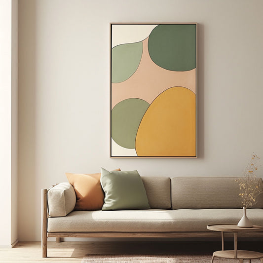 Handpainted Abstract Wall Art Painting Decorative Painting Aisle Corridor Mural Mooring Hanging Painting yellow green 31inx47in,No Frame