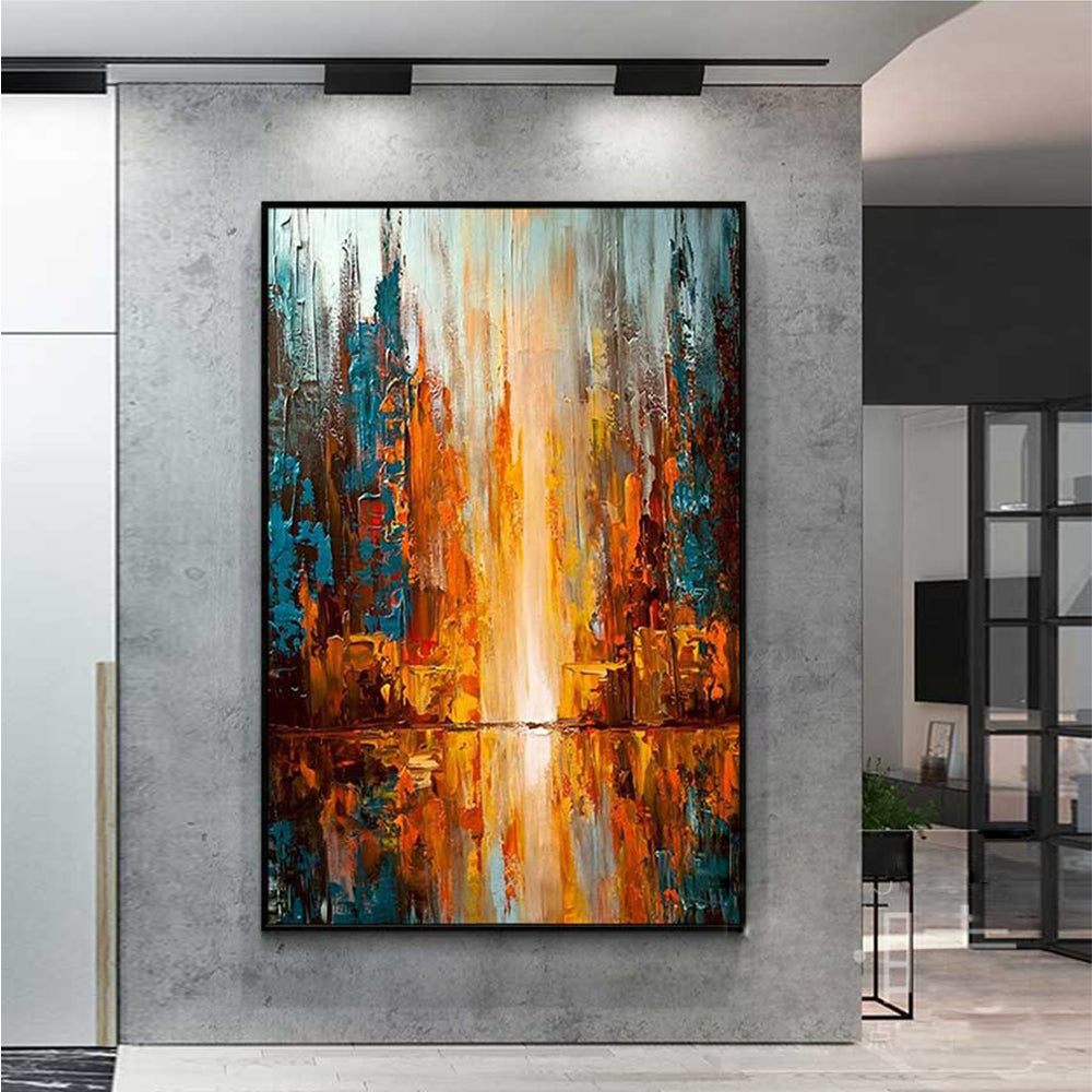 Large Wall Art Bright Abstract Painting Thick Oil Canvas Painting Hand Painted Abstract Artwork Living Room,31inx47in,No Frame
