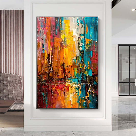 Original creation City Hand painted Oil Painting Canvas Wall Art For Home Living Room Unframed/Rolled #046
