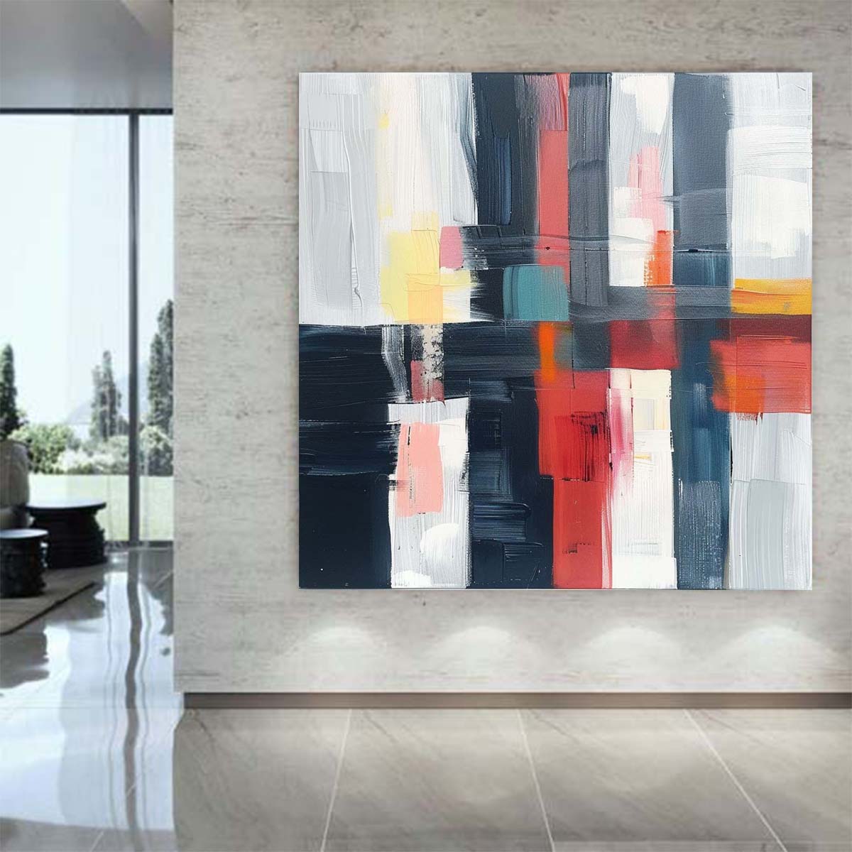 Abstract Handmade Oil Painting Modern Minimalist Home Living Room Decoration Painting,31inx31in,No Frame