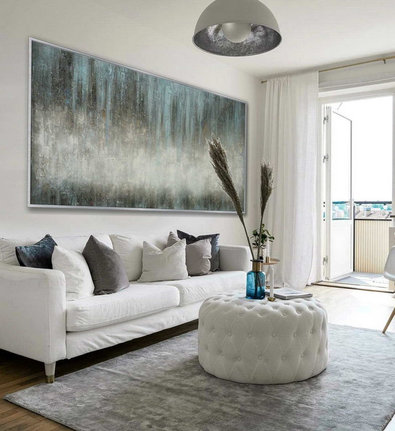 Panoramic Contemporary Minimal Modern Wall Art Large Horizontal Rustic Minimalist Simple Easy Abstract Oil Painting On Canvas27inx54in,No Frame